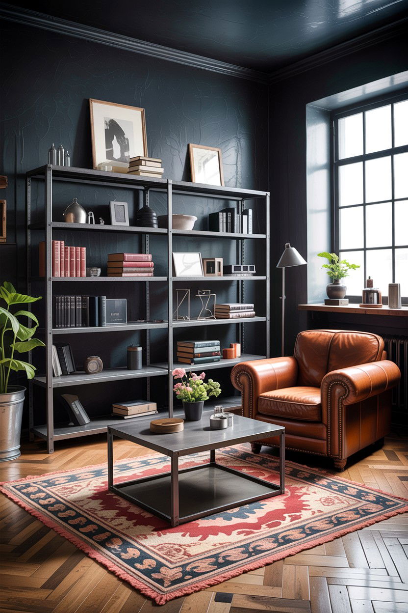 Industrial Black Metal Living Room - 30 rustic black living room ideas