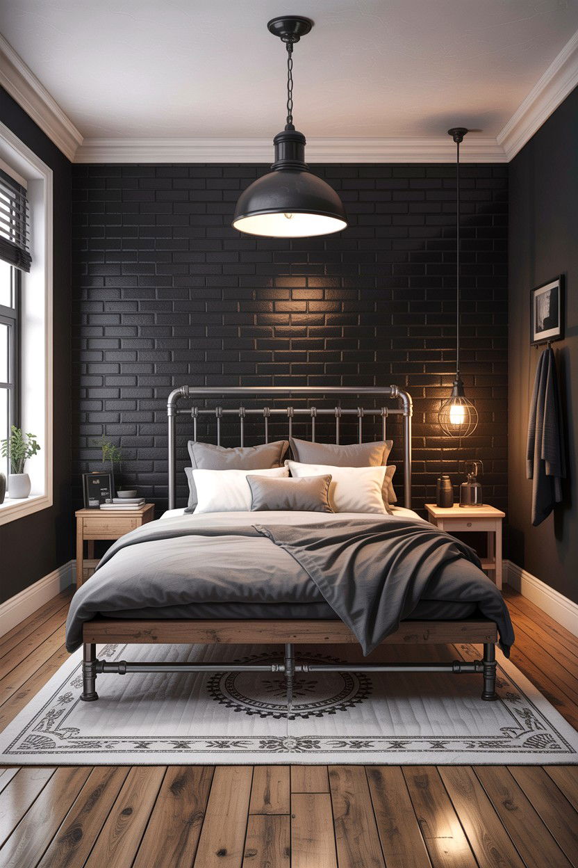 Industrial Black Scandi Bedroom - 30 scandinavian black bedroom ideas