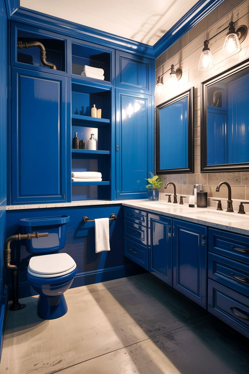 Industrial Blue Bathroom - 30 cobalt blue bathroom ideas
