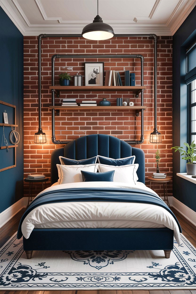 Industrial Blue Bedroom Decor - 30 rustic blue bedroom ideas