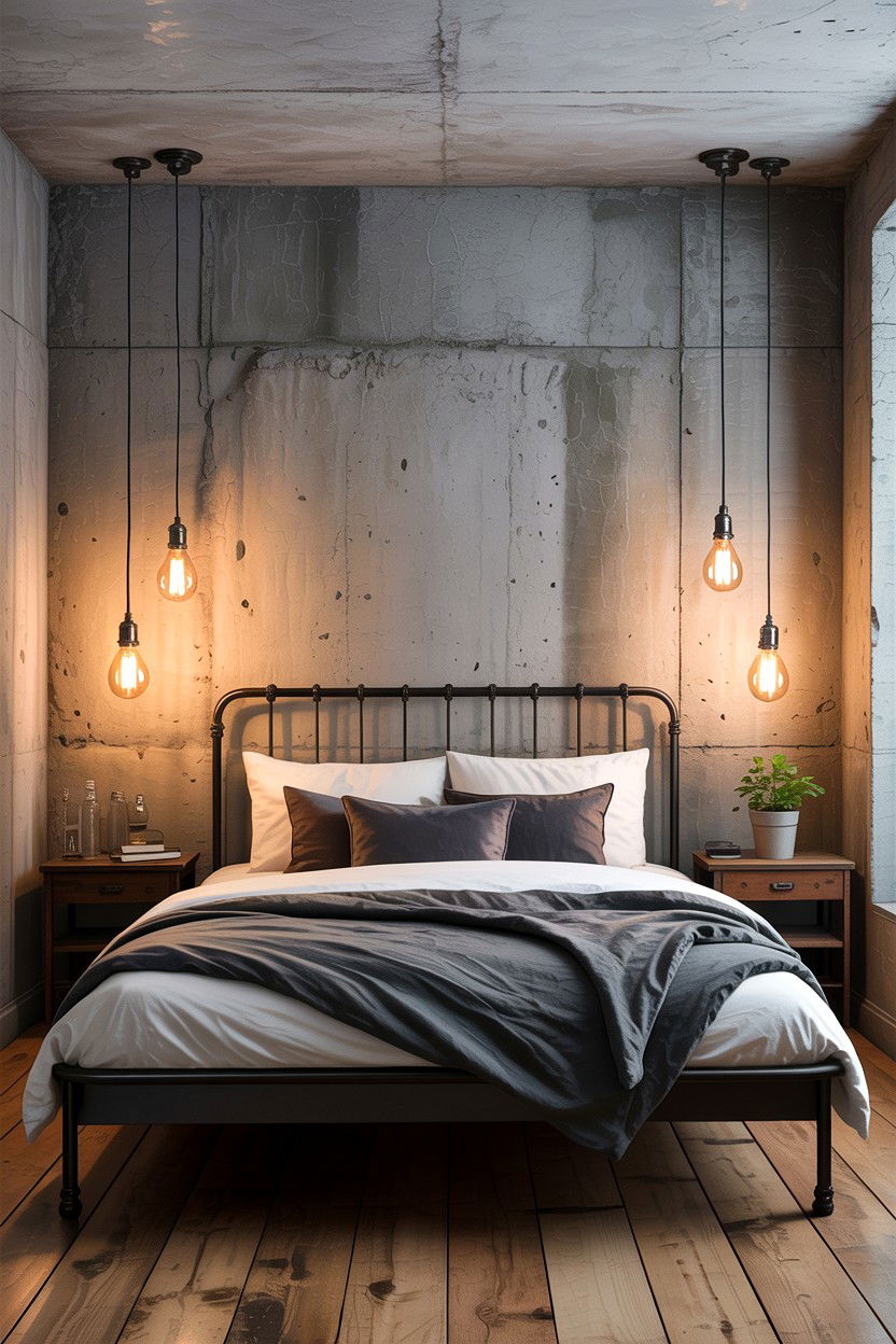 Industrial Concrete Bedroom - 30 concrete wall bedroom ideas
