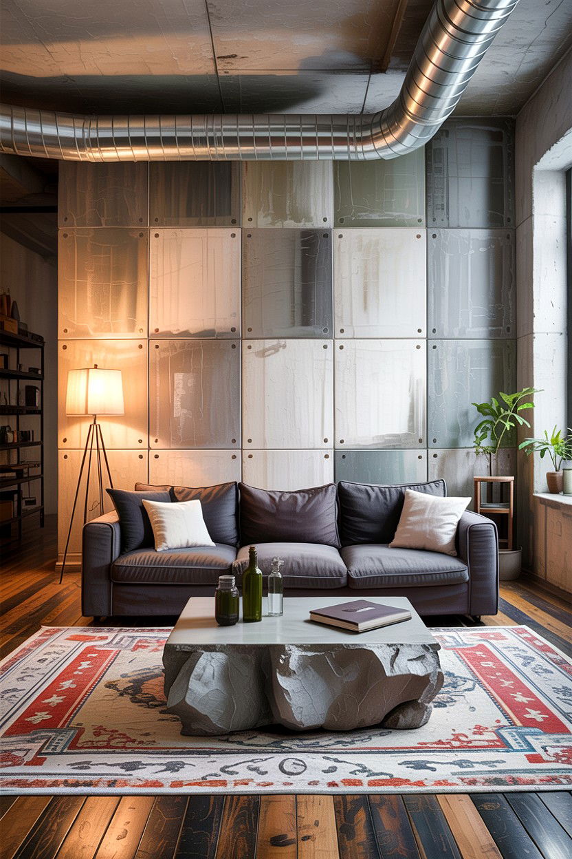 Industrial Concrete Living Room - 30 all gray living room ideas