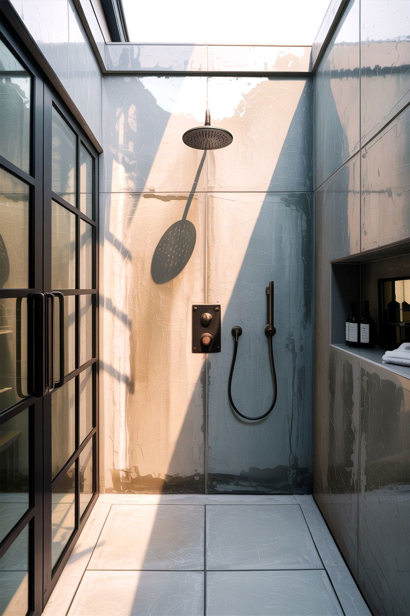 Industrial Concrete Shower - 30 concrete bathroom ideas