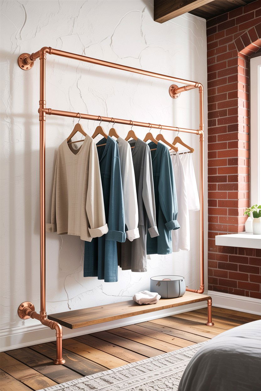 Industrial Copper Pipe Decor - 30 copper accent bedroom ideas