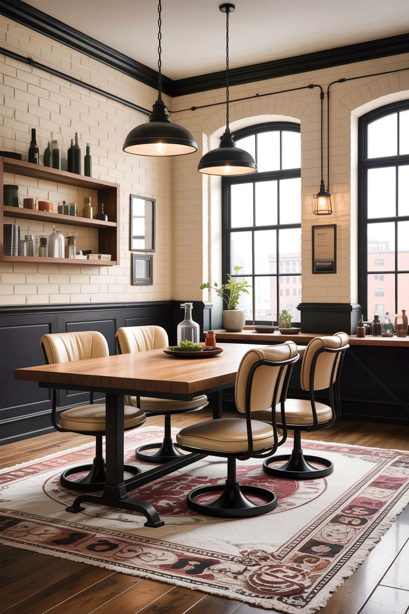 Industrial Cream Dining Room - 30 warm cream dining room ideas