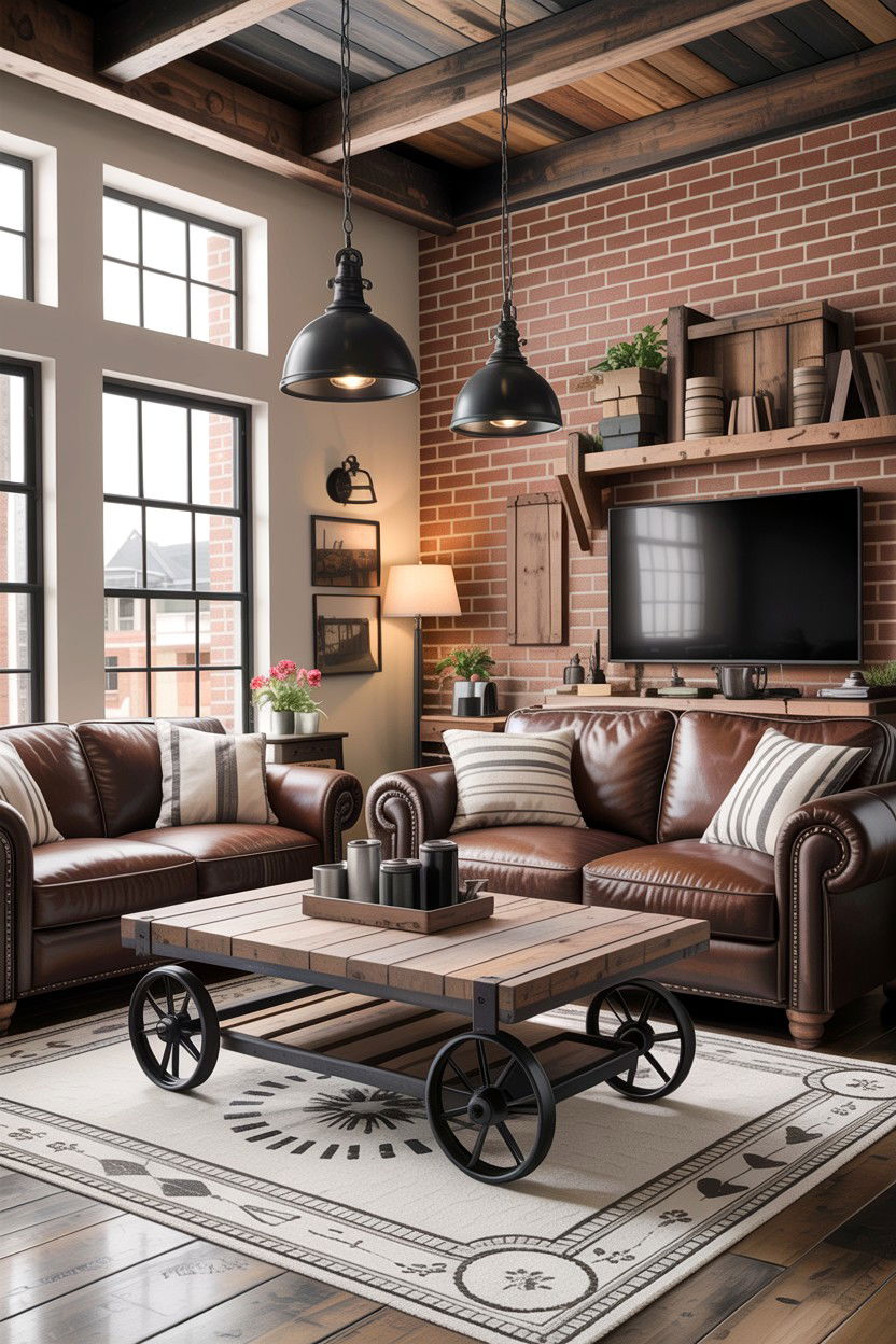 Industrial Farmhouse Living Room - 30 country house living room ideas