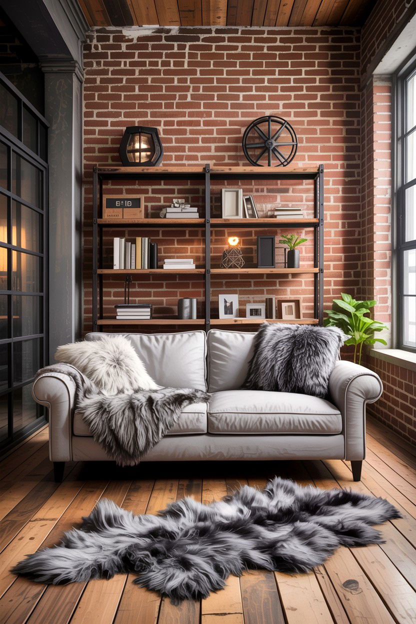 Industrial Faux Fur Living Room - 30 faux fur living room ideas