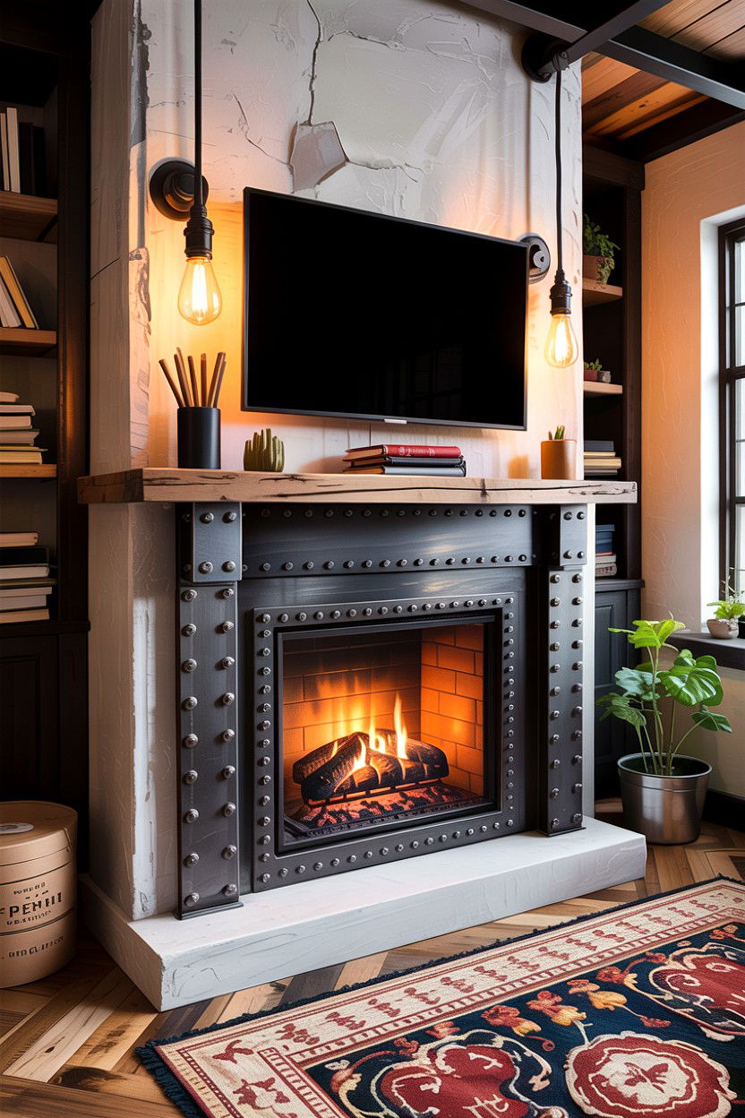 Industrial Fireplace Mantel - 30 living room fireplace mantel ideas