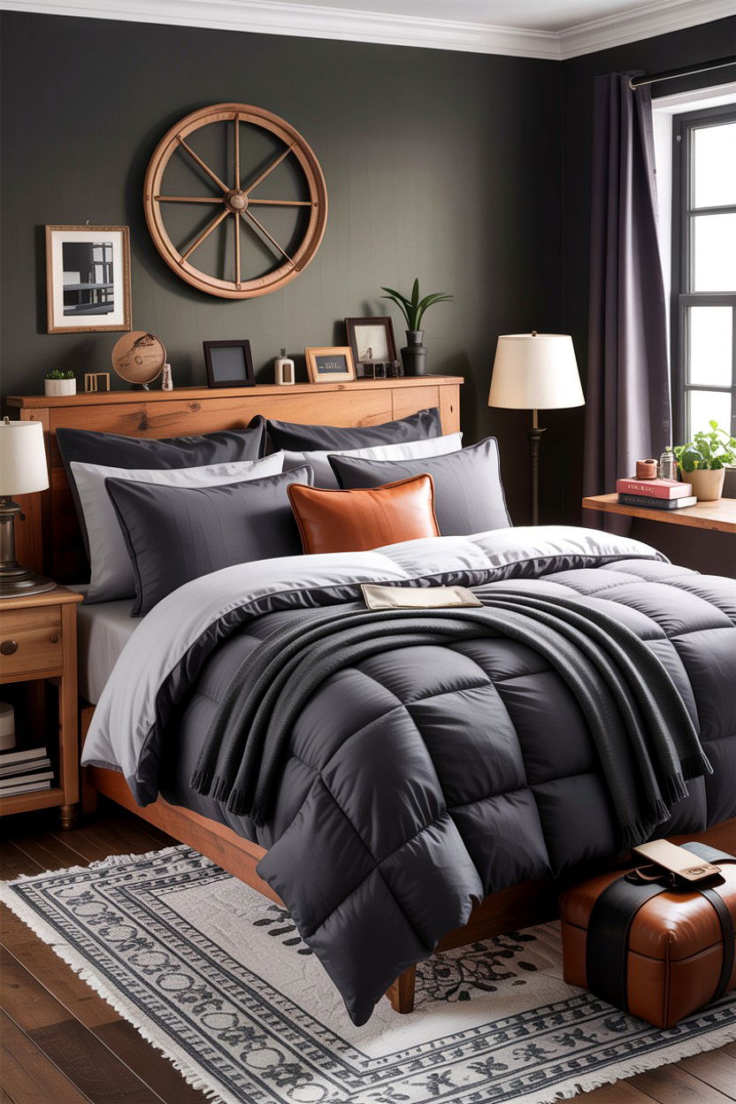Industrial Grey Bedding - 30 bedroom layered bedding ideas