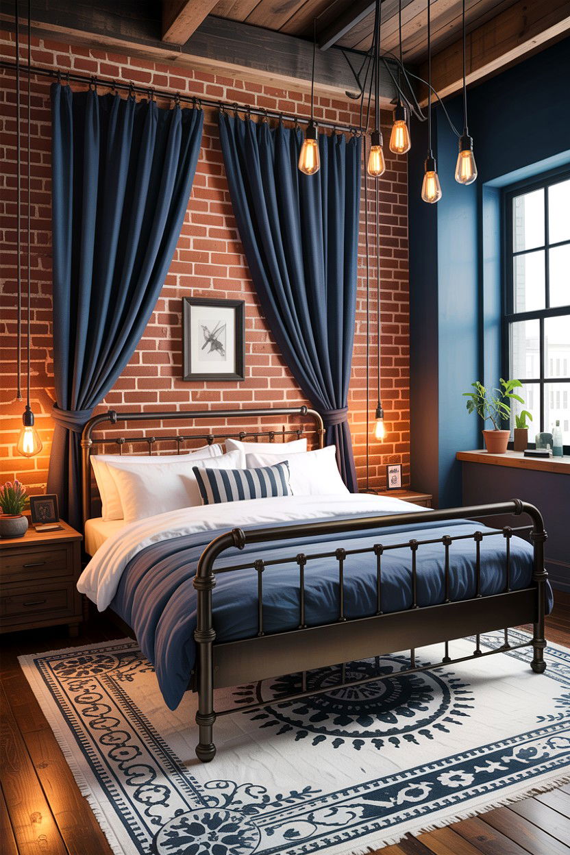 Industrial Indigo Bedroom - 30 indigo bedroom ideas