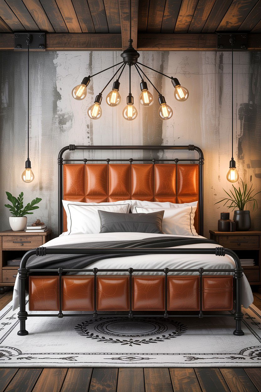 Industrial Leather Bedroom - 30 leather bedroom ideas