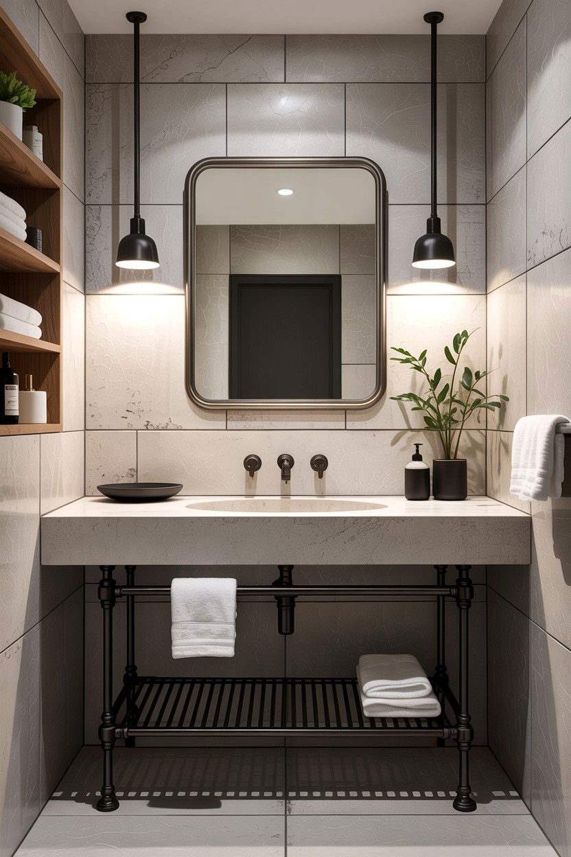 Industrial Limestone Bathroom - 30 limestone bathroom ideas