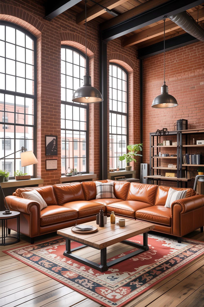Industrial Loft Living Room - 30 exposed brick living room ideas