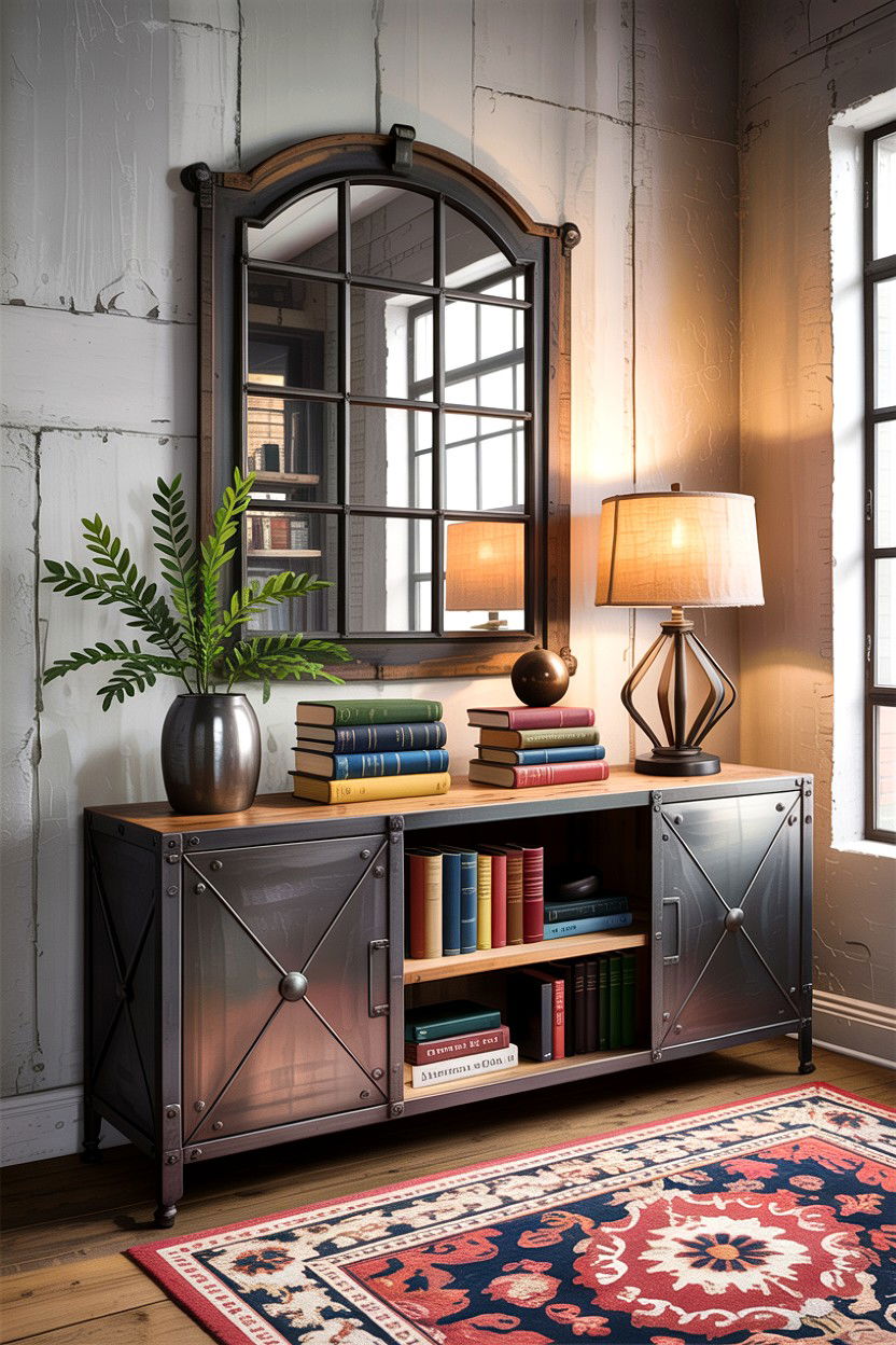 Industrial Metal Credenza - 30 living room credenza ideas
