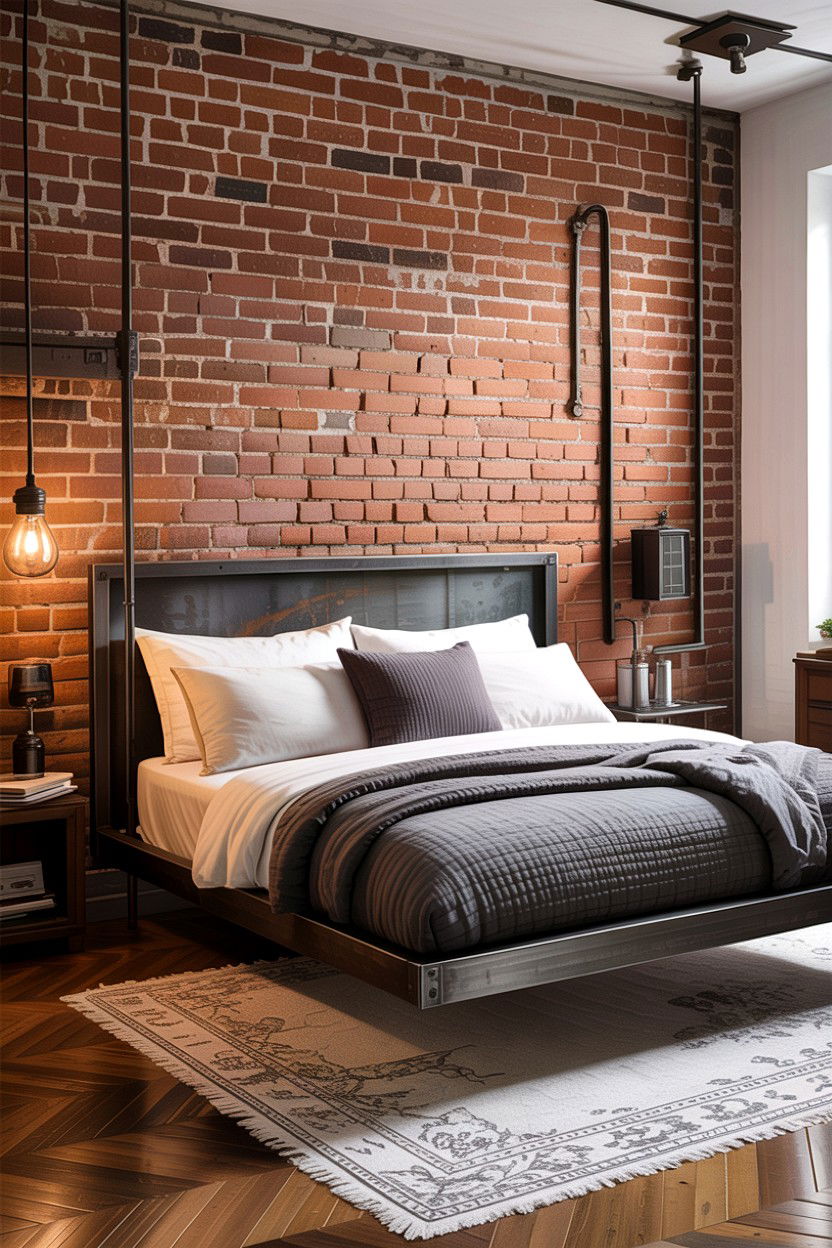 Industrial Metal Floating Bed - 30 bedroom floating bed ideas