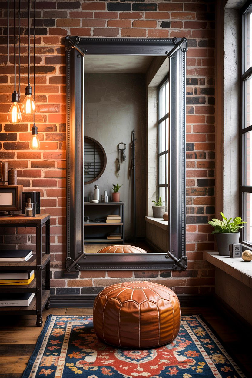 Industrial Metal Frame Mirror - 30 bedroom full length mirrors