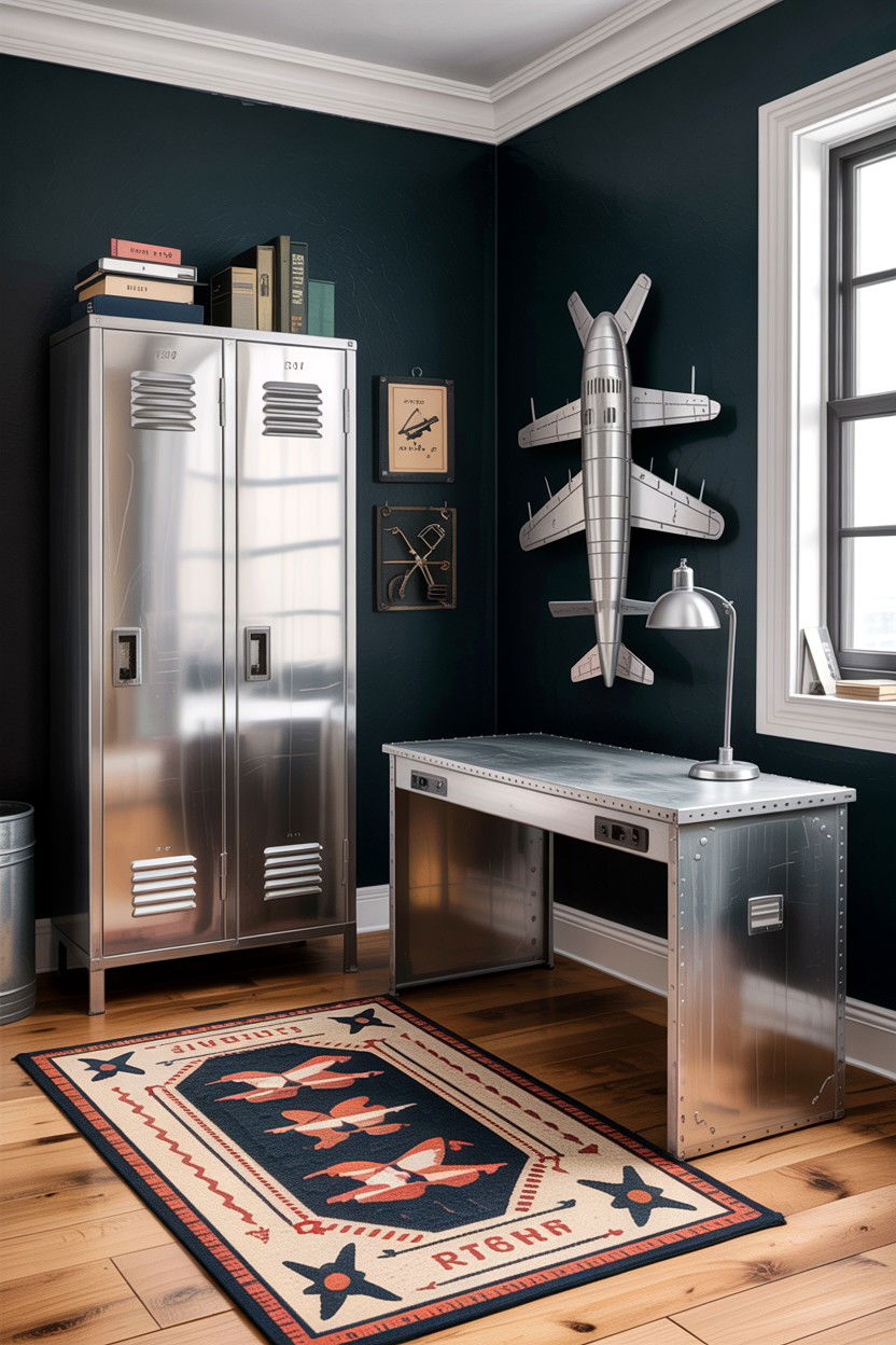 Industrial Metal Furniture - 30 airplane bedroom ideas