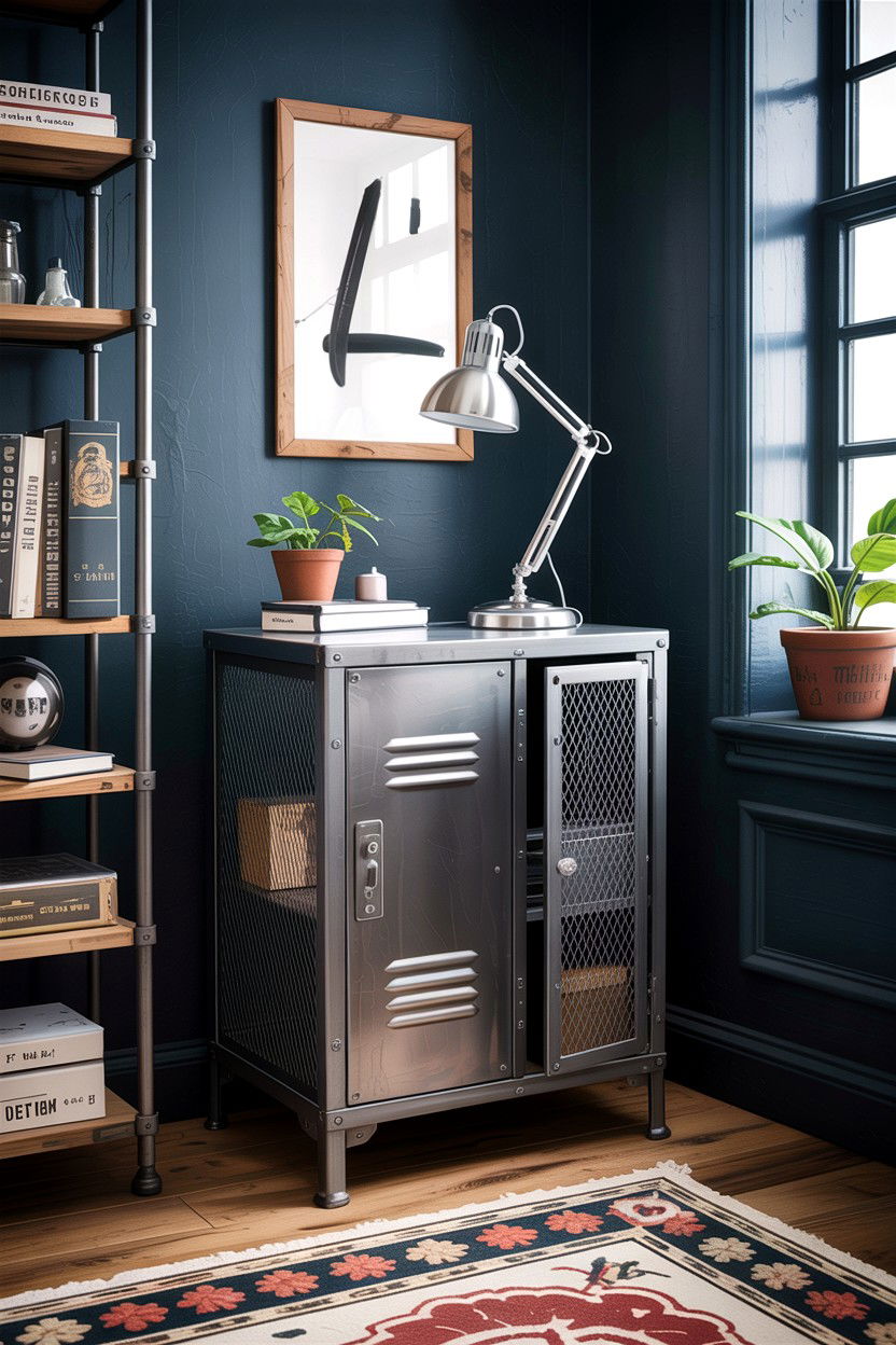 Industrial Metal Nightstand - 30 bedroom nightstand ideas