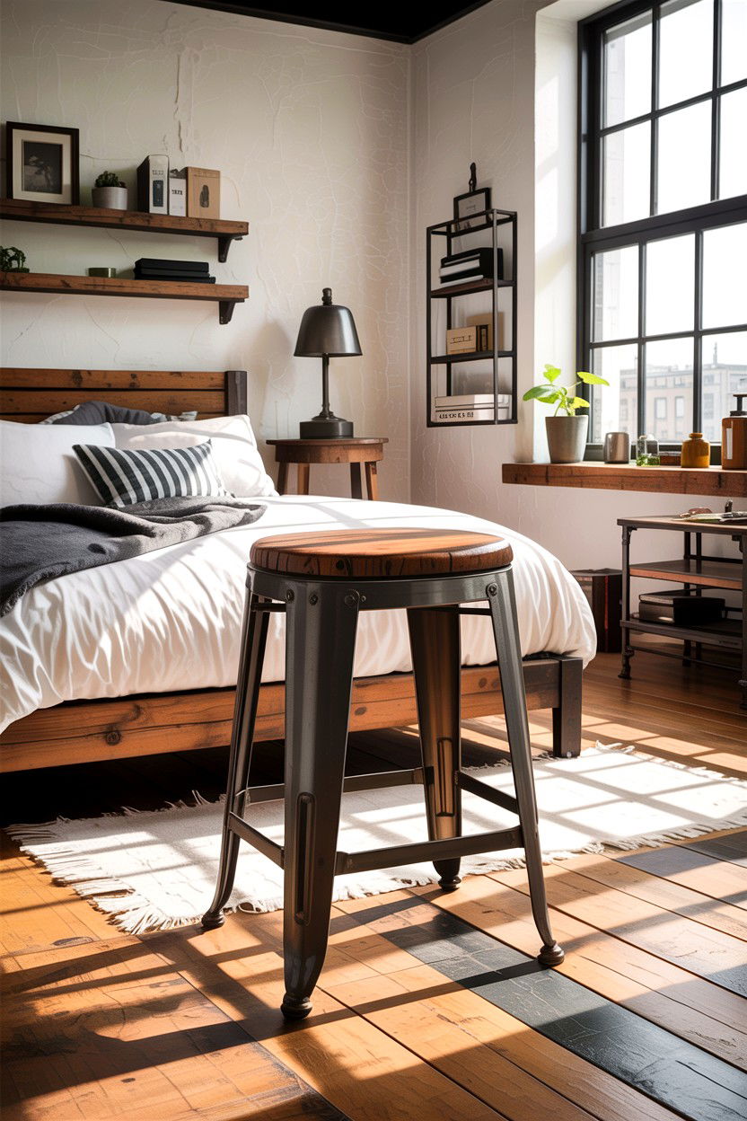 Industrial Metal Stool - 30 bedroom ottomans