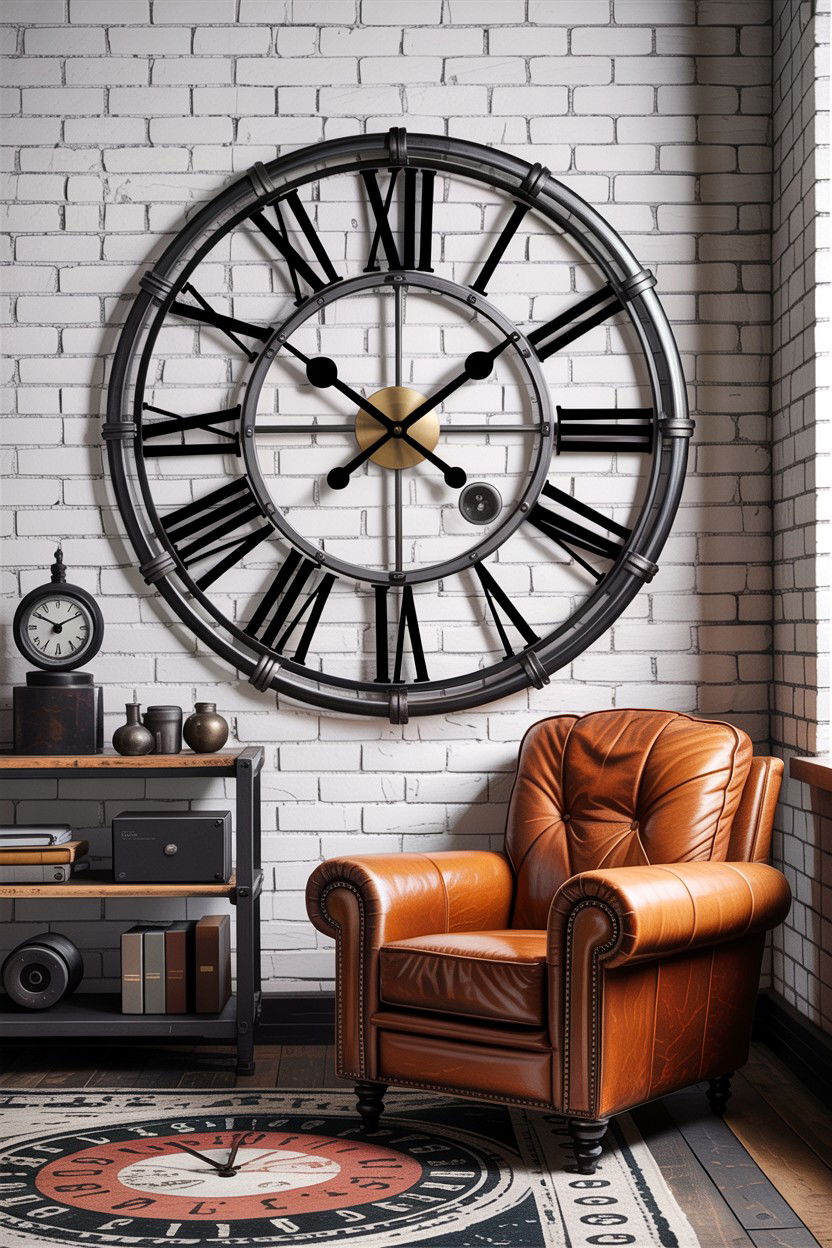 Industrial Metal Wall Clock - 30 bedroom vintage clocks