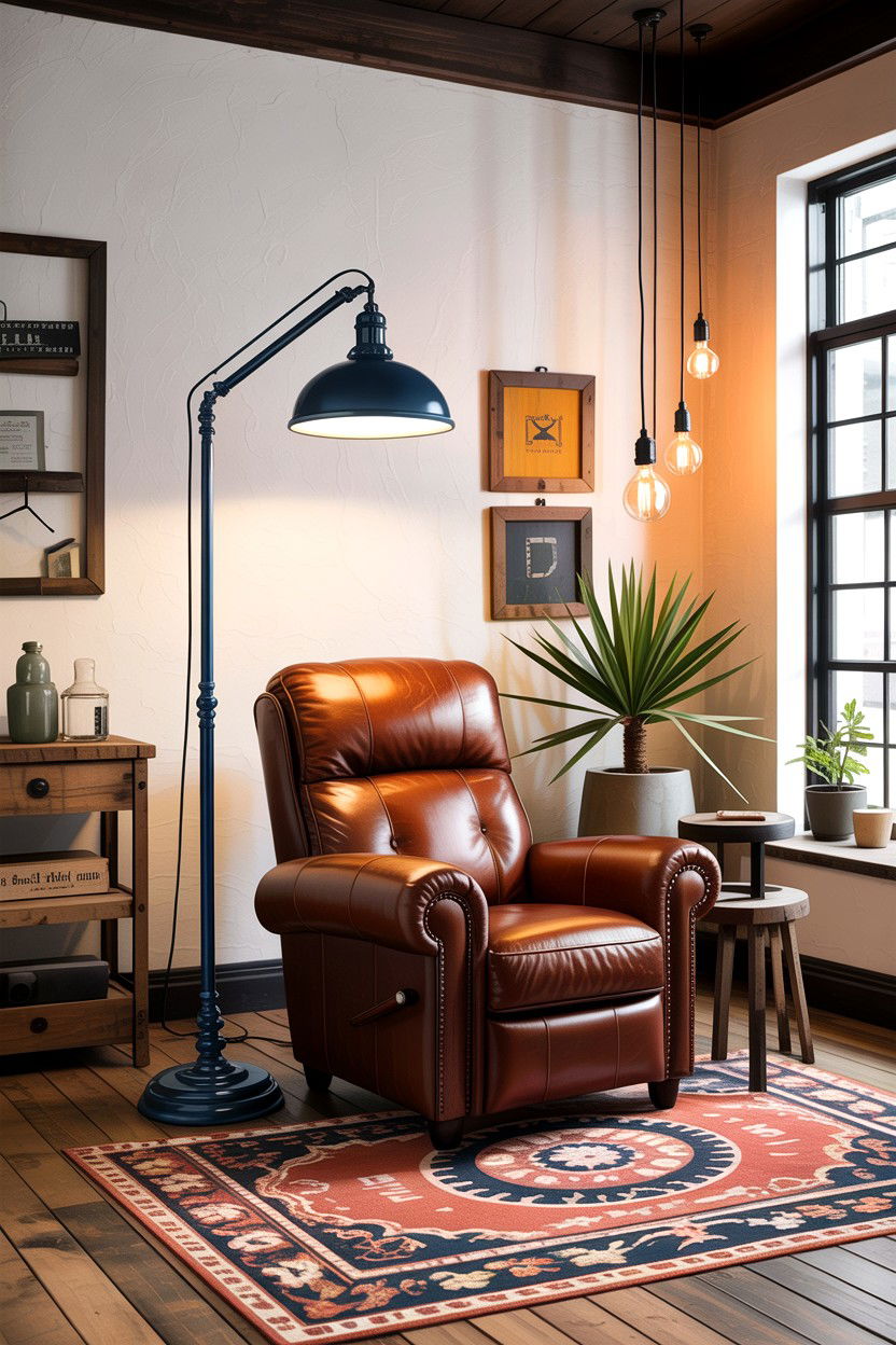 Industrial Navy Lamp Living Room - 30 rustic navy living room ideas