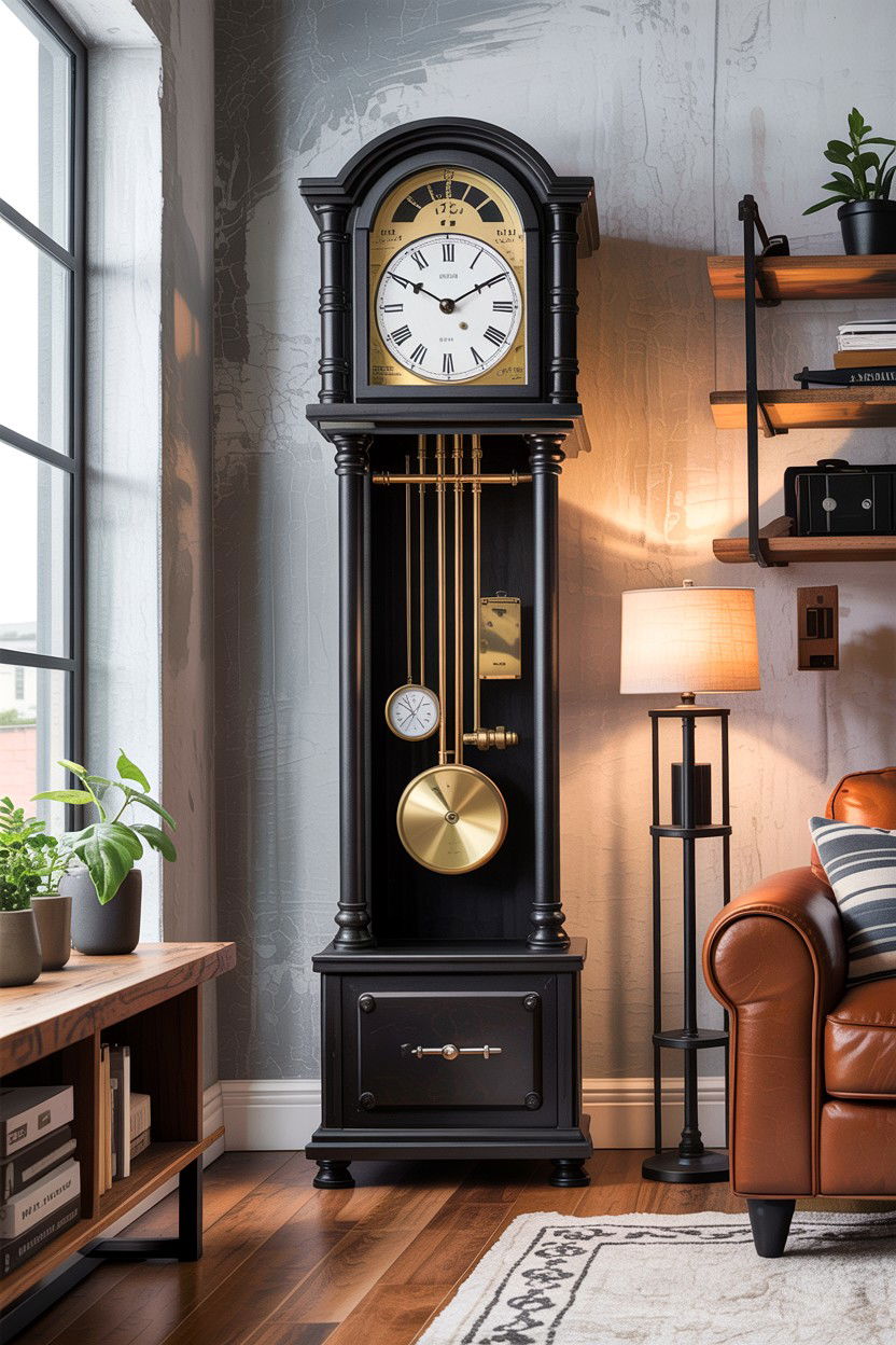 Industrial Pipe Grandfather Clock - 30 living room grandfather clocks