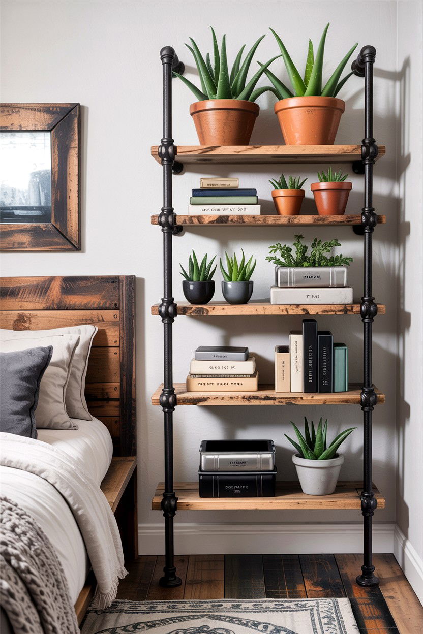Industrial Pipe Shelf - 30 bedroom plant shelves