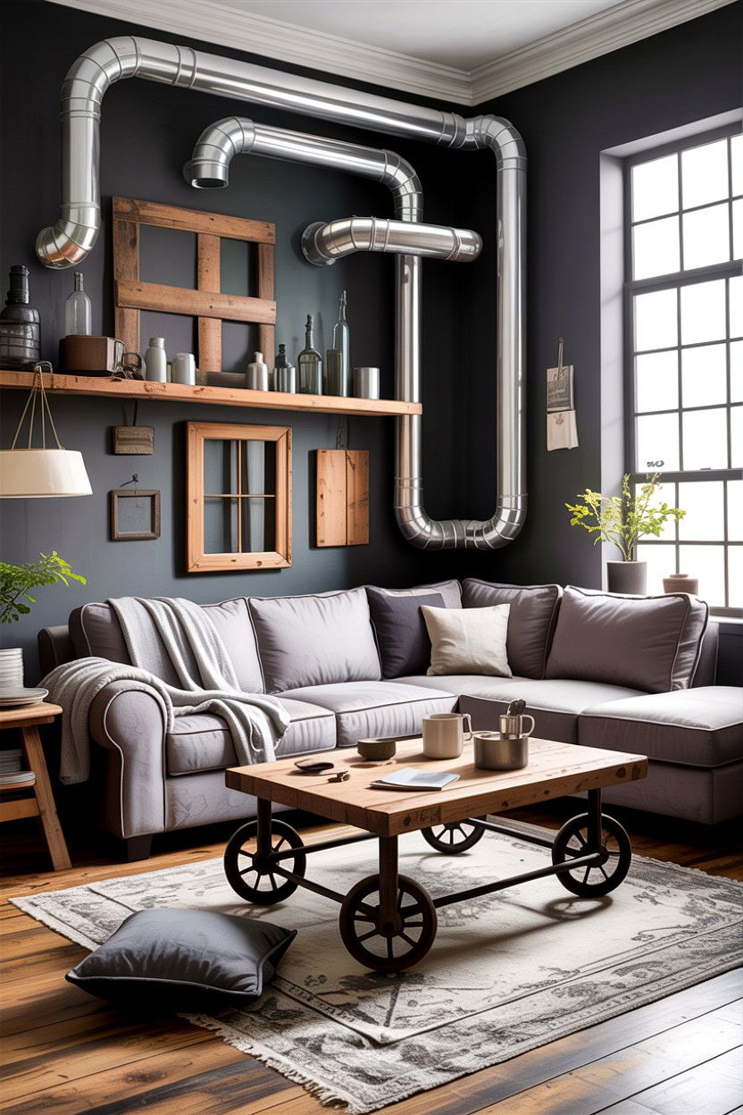 Industrial Rustic Grey Living Room - 30 rustic grey living room ideas