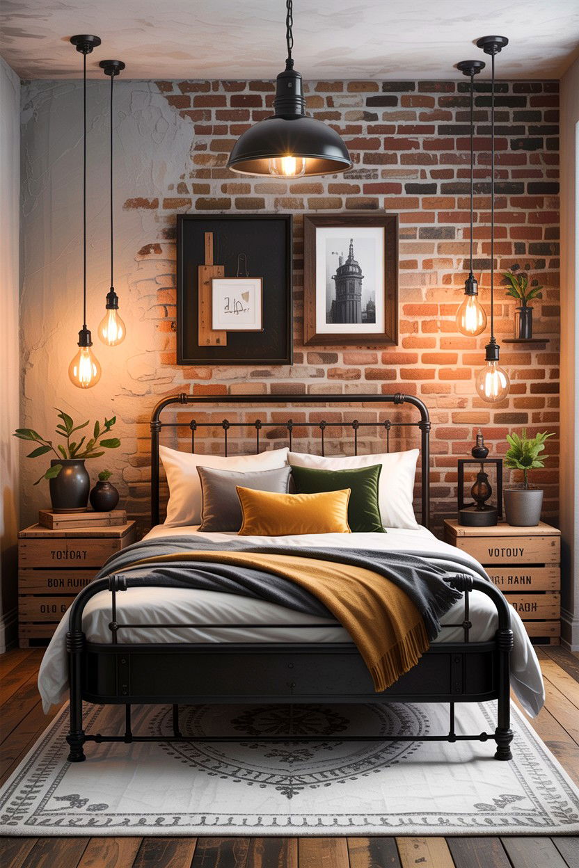 Industrial Style Bedroom Decor - 30 first apartment bedroom ideas