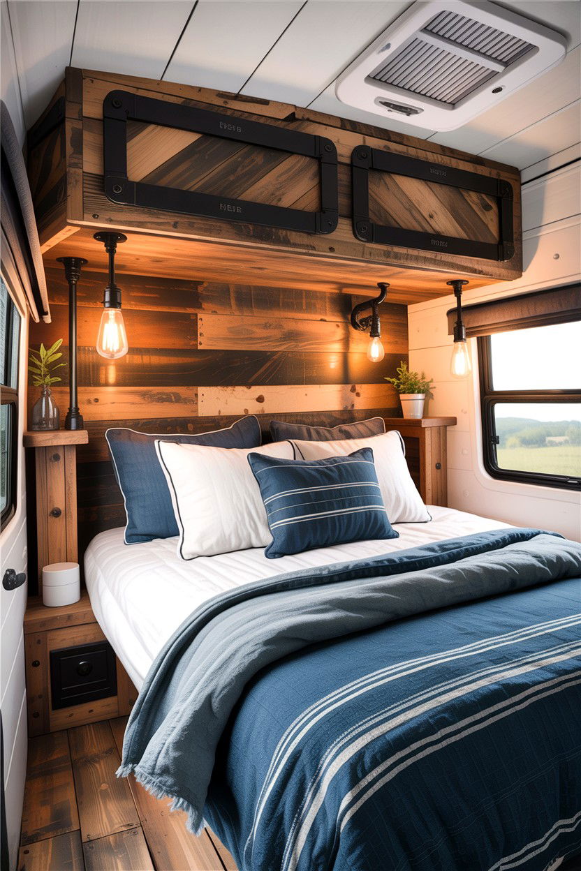 Industrial Style Camper - 30 camping bedroom ideas