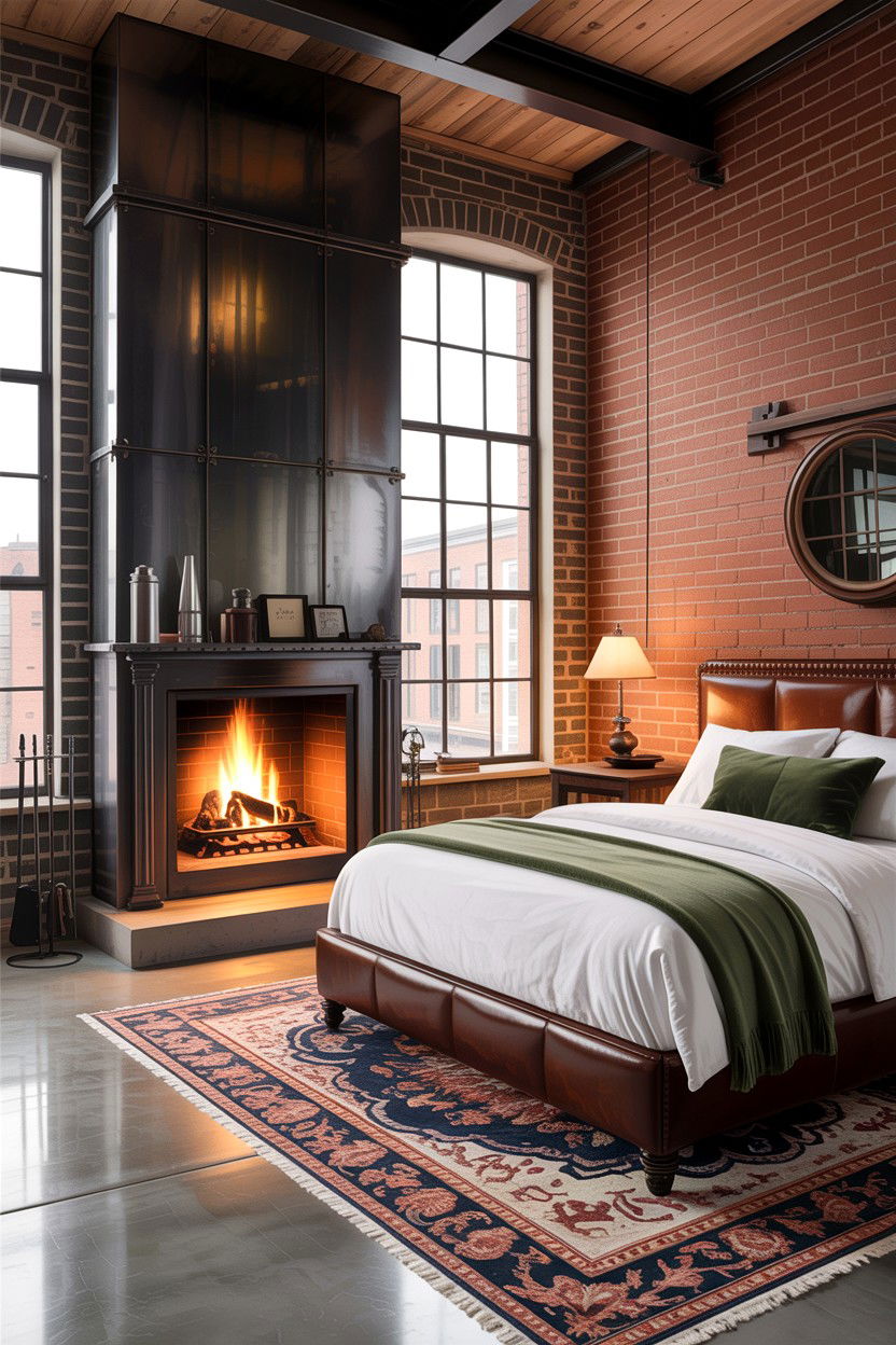 Industrial Style Fireplace - 30 bedroom with fireplace ideas