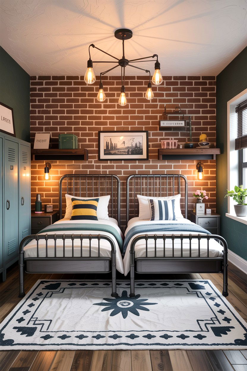 Industrial Style Shared Bedroom - 30 boy and girl shared bedroom ideas