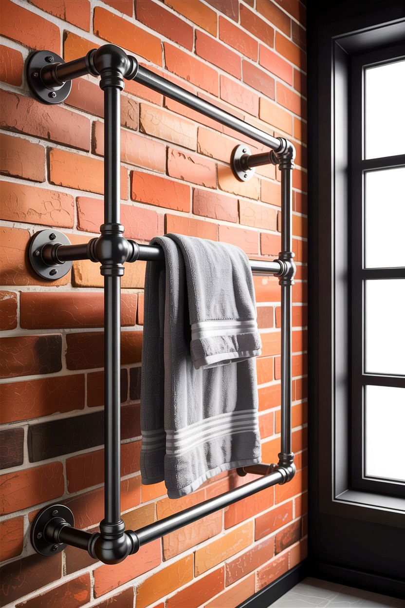 Industrial Style Towel Rack - 30 heated towel rack ideas
