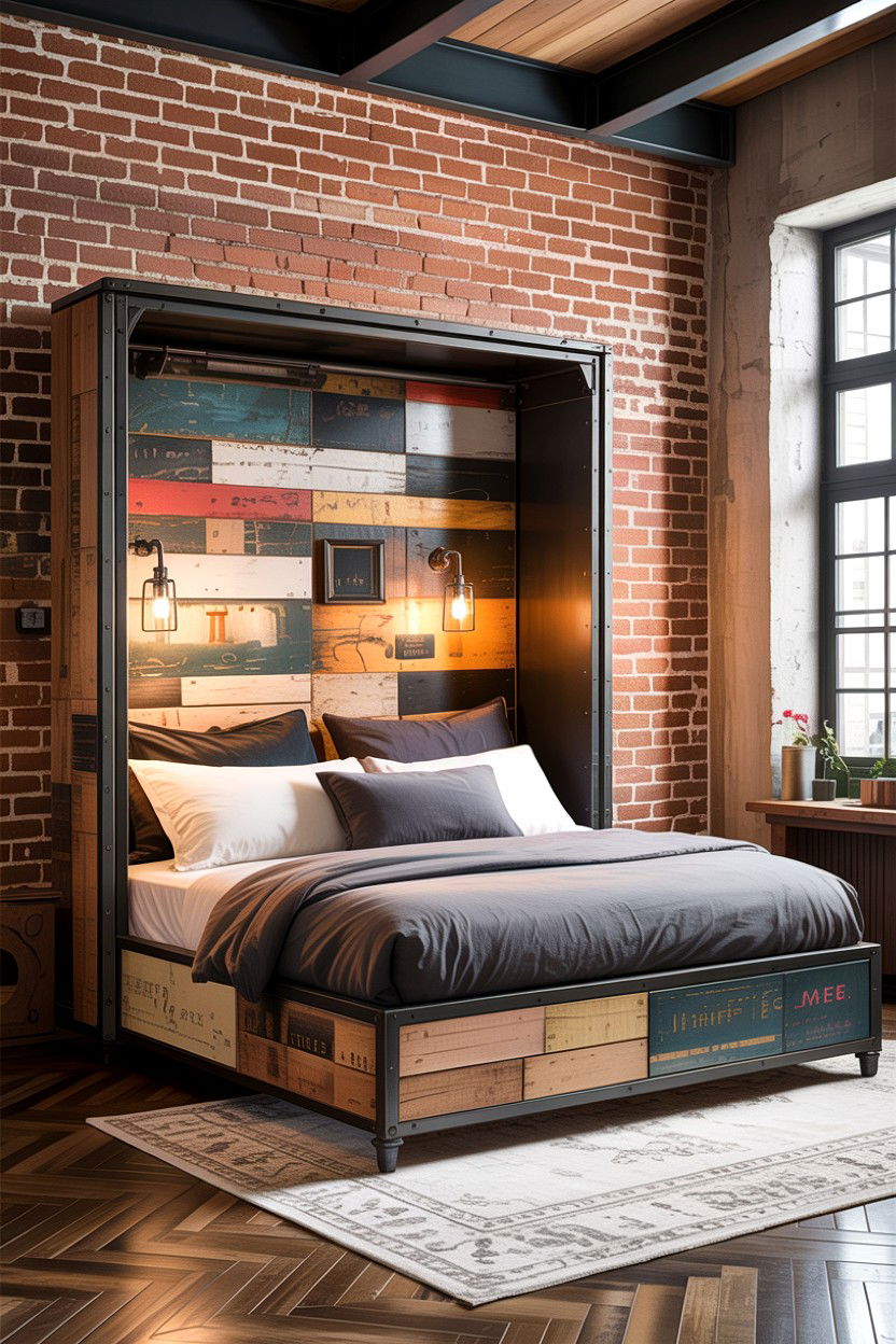 Industrial Style Wall Bed - 30 bedroom fold down bed ideas