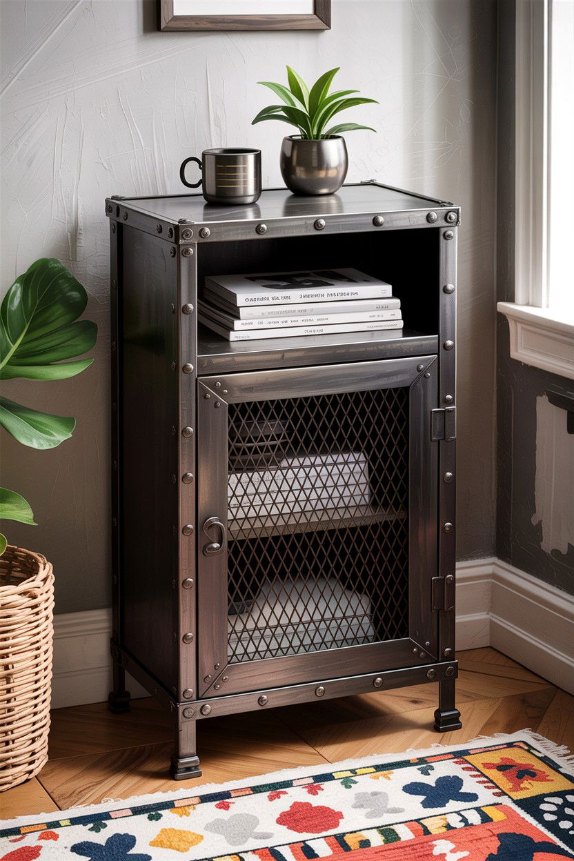 Industrial Tall Metal Nightstand - 30 bedroom tall nightstands