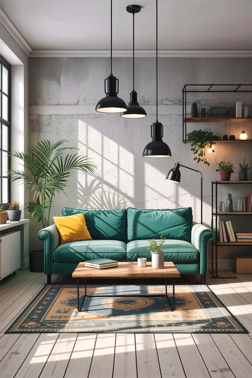 Industrial Teal Living Room - 30 scandinavian teal living room ideas