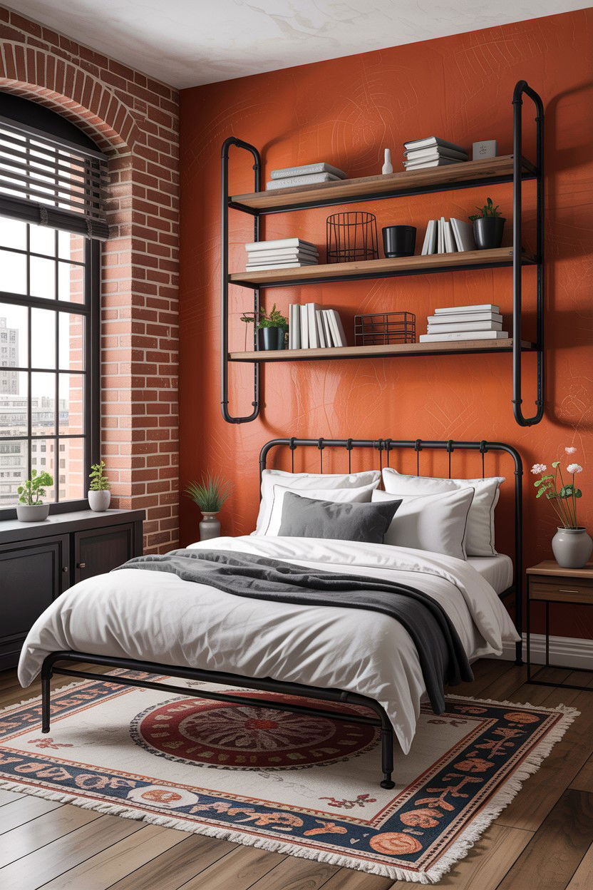 Industrial Terracotta Bedroom - 30 bedroom terracotta walls