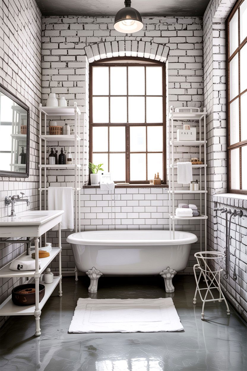 Industrial White Bathroom - 30 all white bathroom ideas