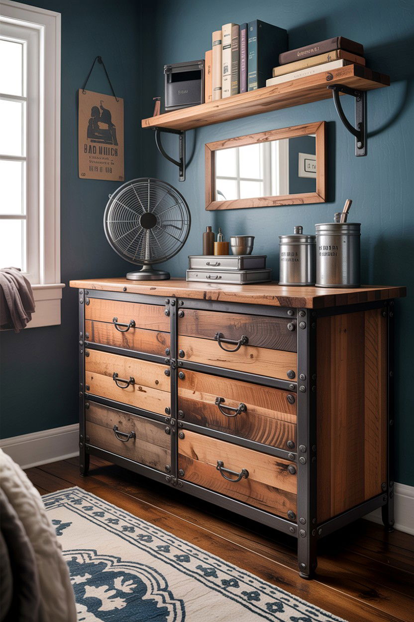 Industrial Wood and Iron Dresser - 30 bedroom wide dressers