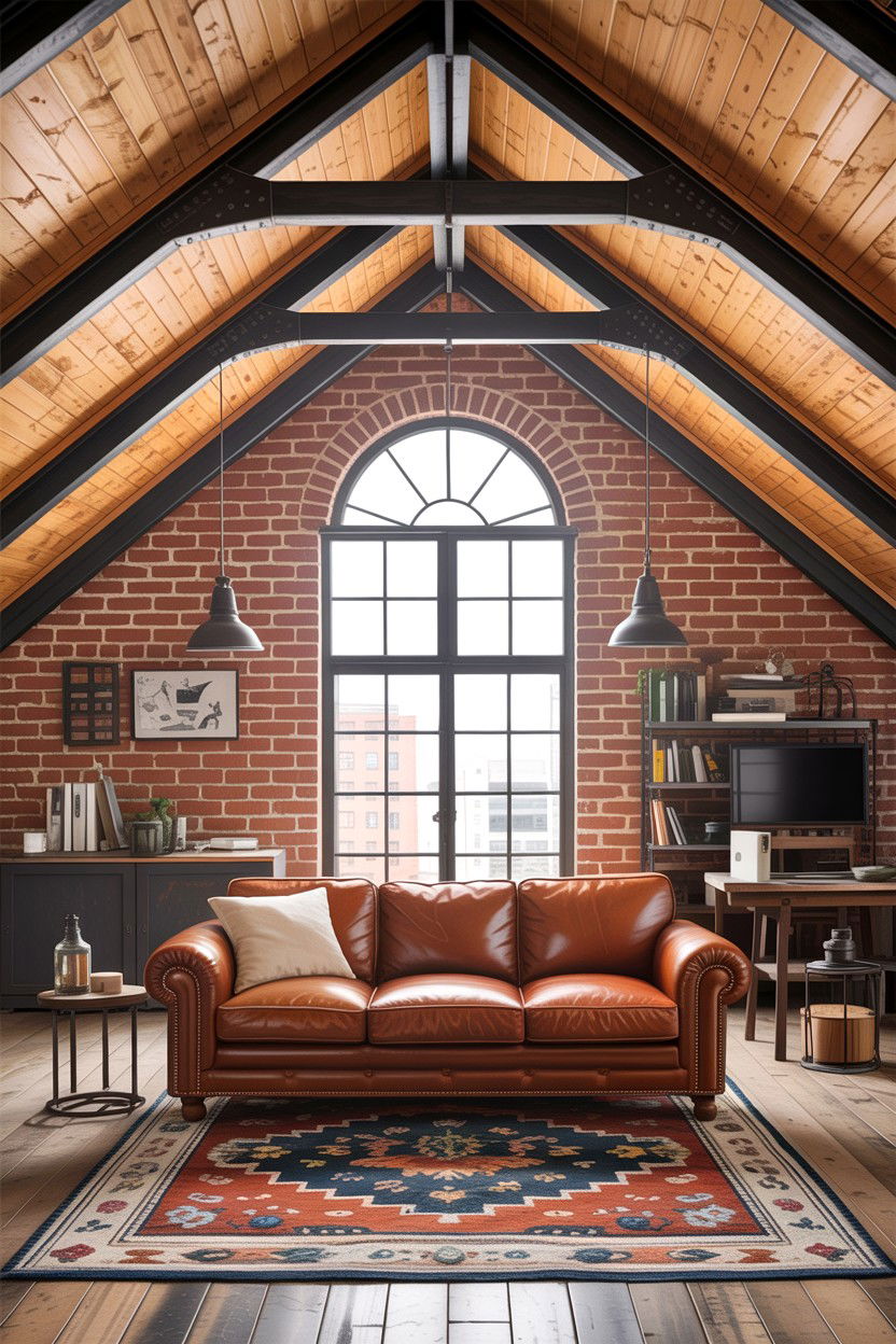 Industrial attic space - 30 attic living room ideas