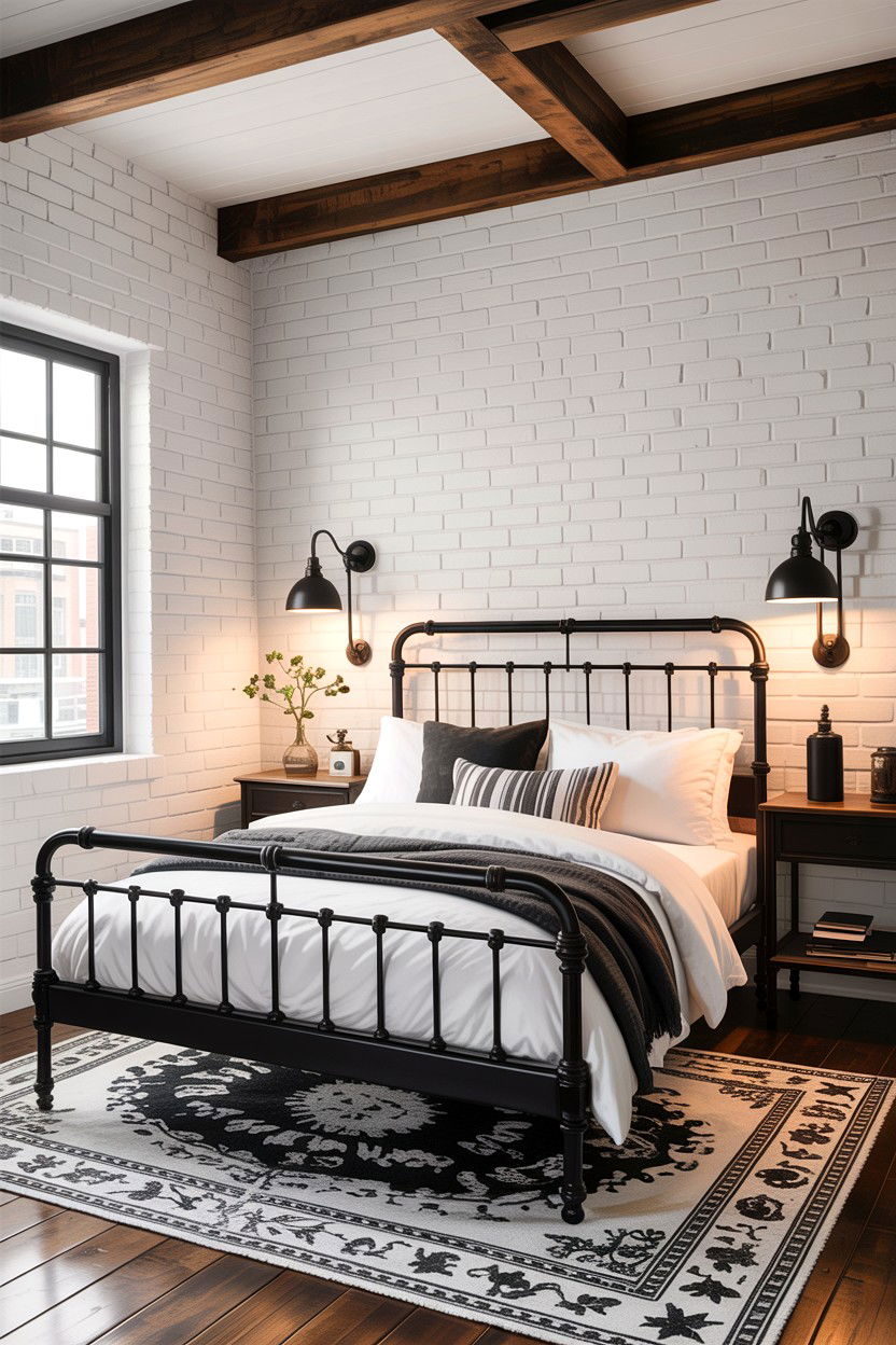 Industrial black and white bedroom - 30 black and white bedroom ideas