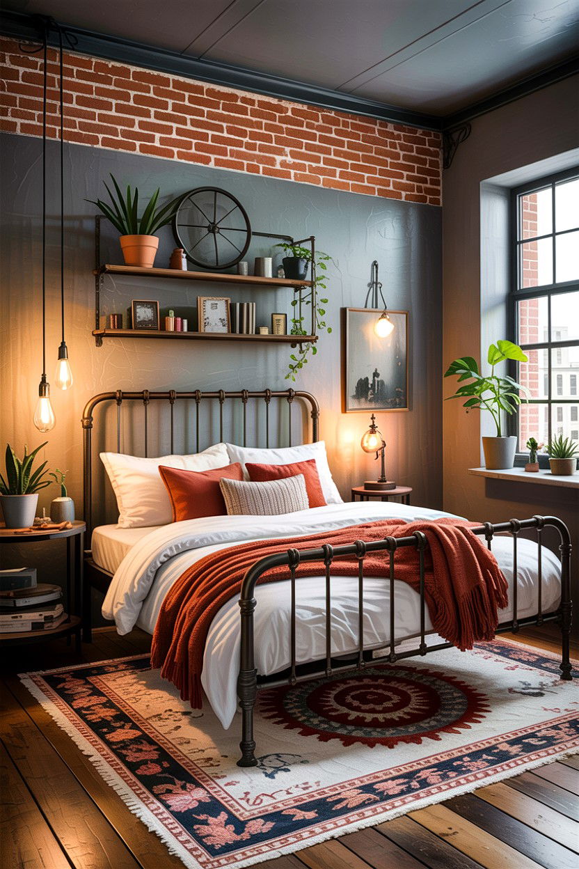 Industrial boho bedroom - 30 bohemian bedroom ideas