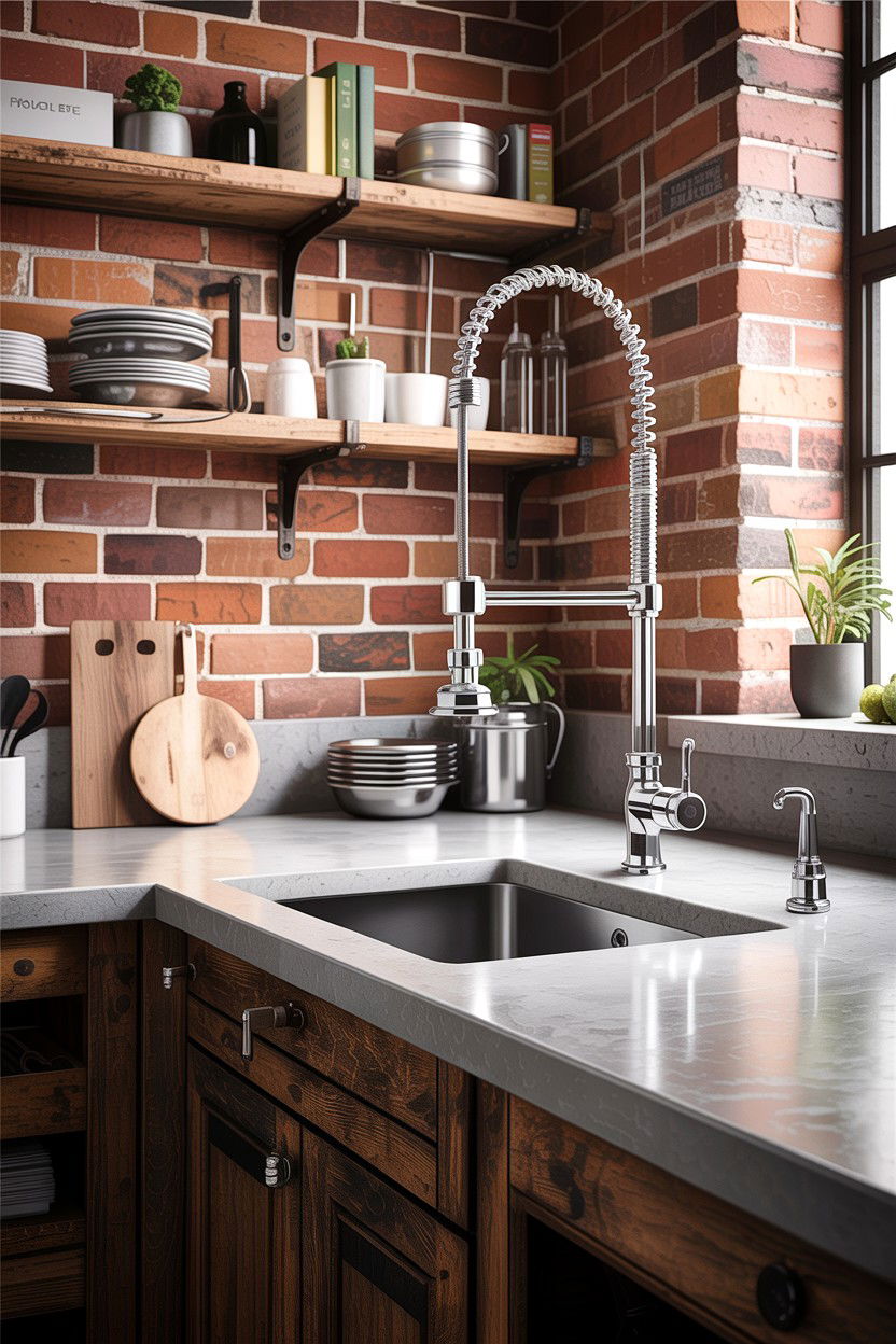 Industrial chrome kitchen faucet - 30 chrome faucet ideas