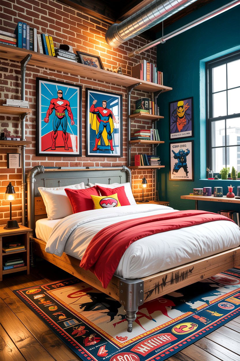 Industrial comic book loft - 30 comic book bedroom ideas