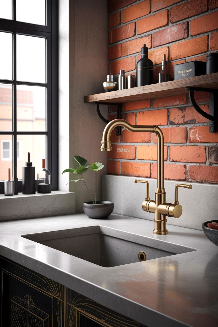 Industrial gold sink faucet - 30 gold faucet ideas