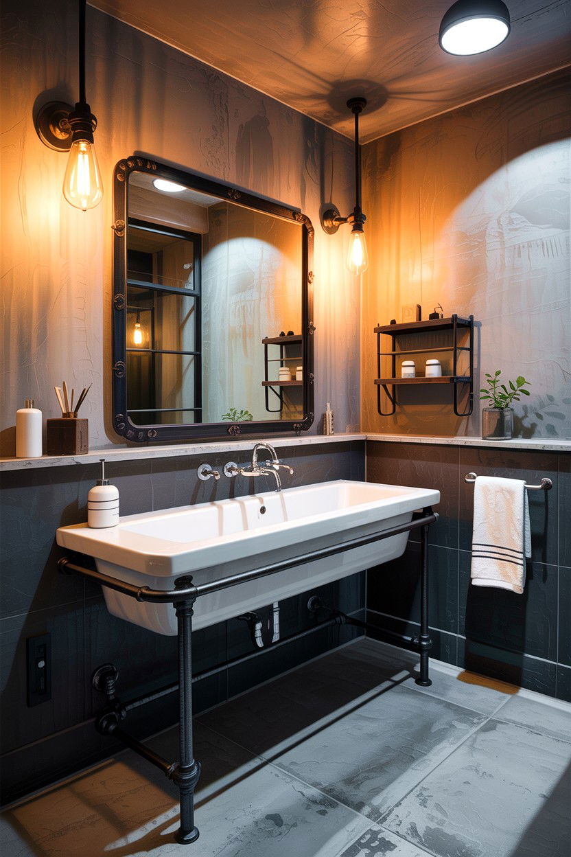Industrial gray bathroom - 30 gray and white bathroom ideas