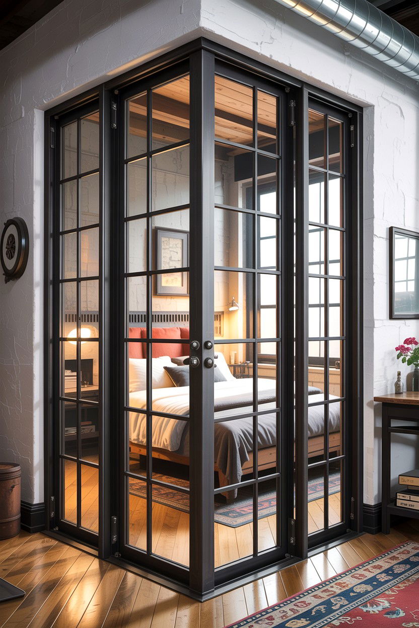 Industrial metal bifold doors - 30 bedroom bifold doors