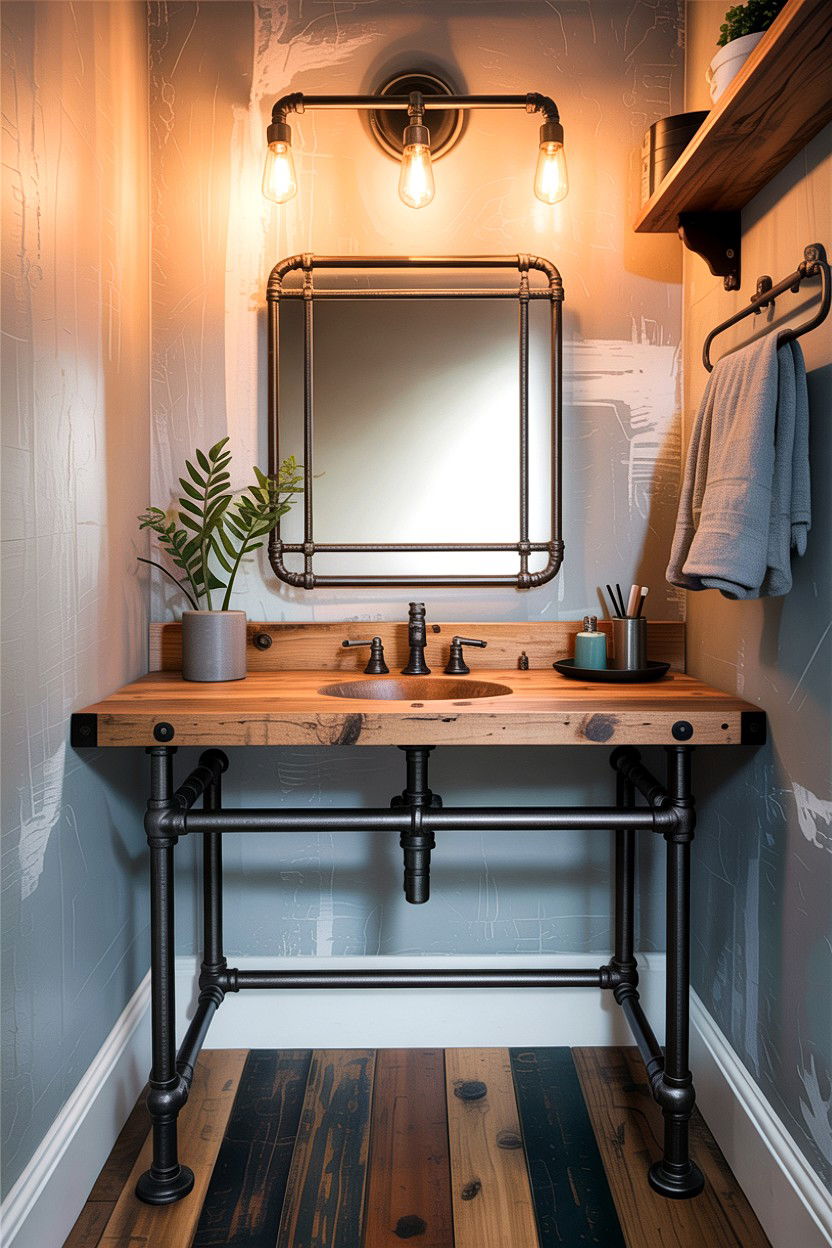 Industrial pipe vanity - 30 bedroom vanity ideas