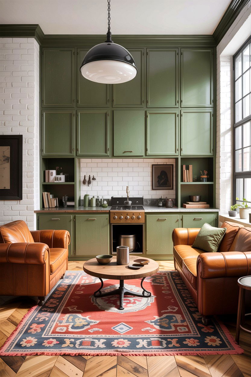 Industrial sage green living room - 30 sage and white living room ideas