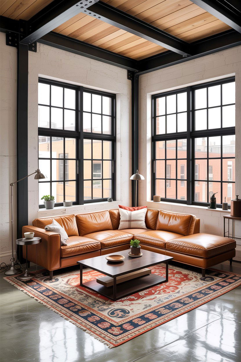 Industrial steel beams - 30 living room exposed rafter ideas